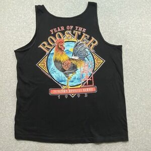Vintage 90's Fear Of The Rooster Faded Black Tank Top Mens Sz XL Muscle Shirt